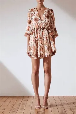 Shona Joy Baez Balloon Sleeve Mini Dress Floral Size XS / AU 6 for rent on The Volte - image 1