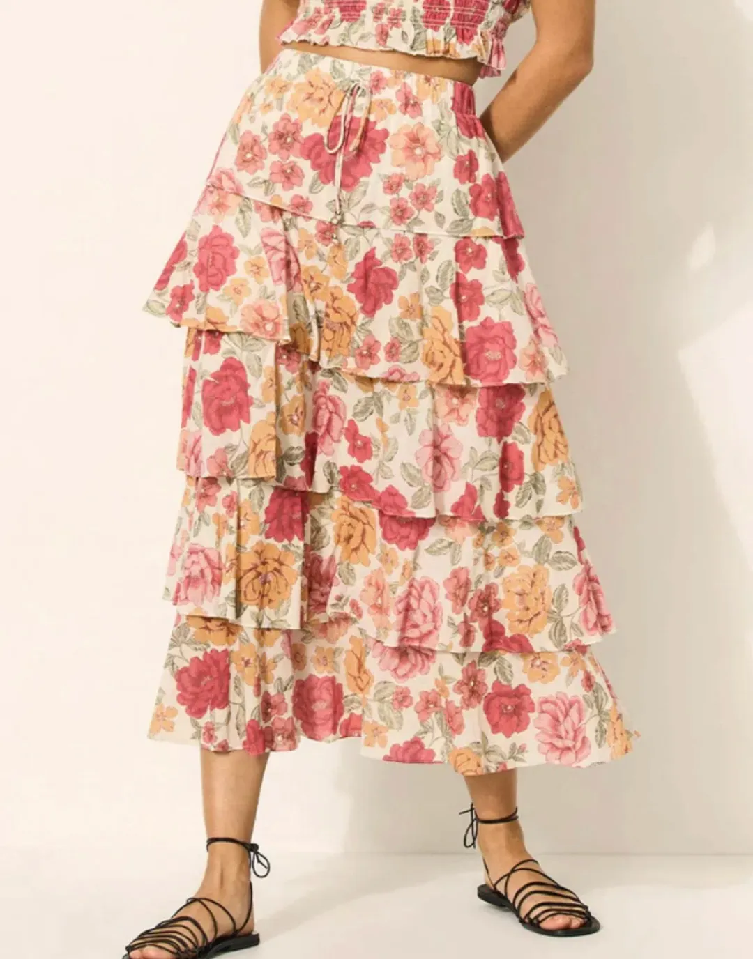 Kivari Camela Midi Skirt Floral Size 10 / M for rent on The Volte - main image
