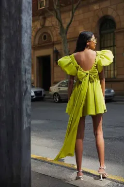 Aje Gretta Bow Back Mini Dress in Chartreuse Green Size 10 / M for rent on The Volte - image 5