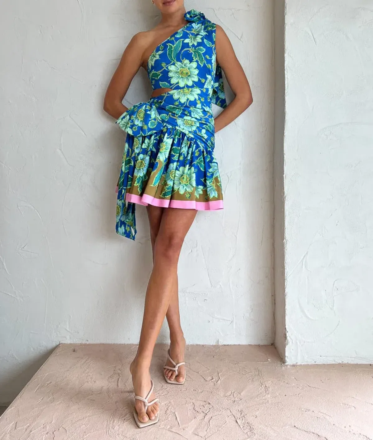 Alemais Winnie One Shoulder Mini Dress in Cobalt Size 8  for rent on The Volte - main image