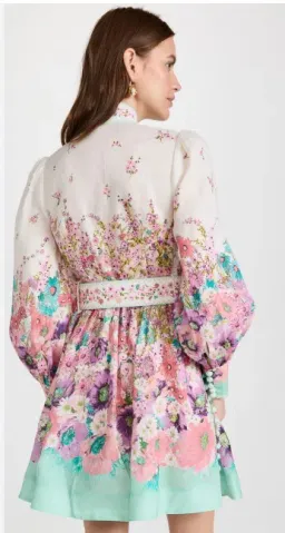 Zimmermann Jude Buttoned Mini Dress Aqua Gradient Floral Size 2 / AU 12 for rent on The Volte - image 2