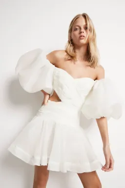 Aje The Myriad Cut Out Mini Dress White Size 4 for rent on The Volte - image 2