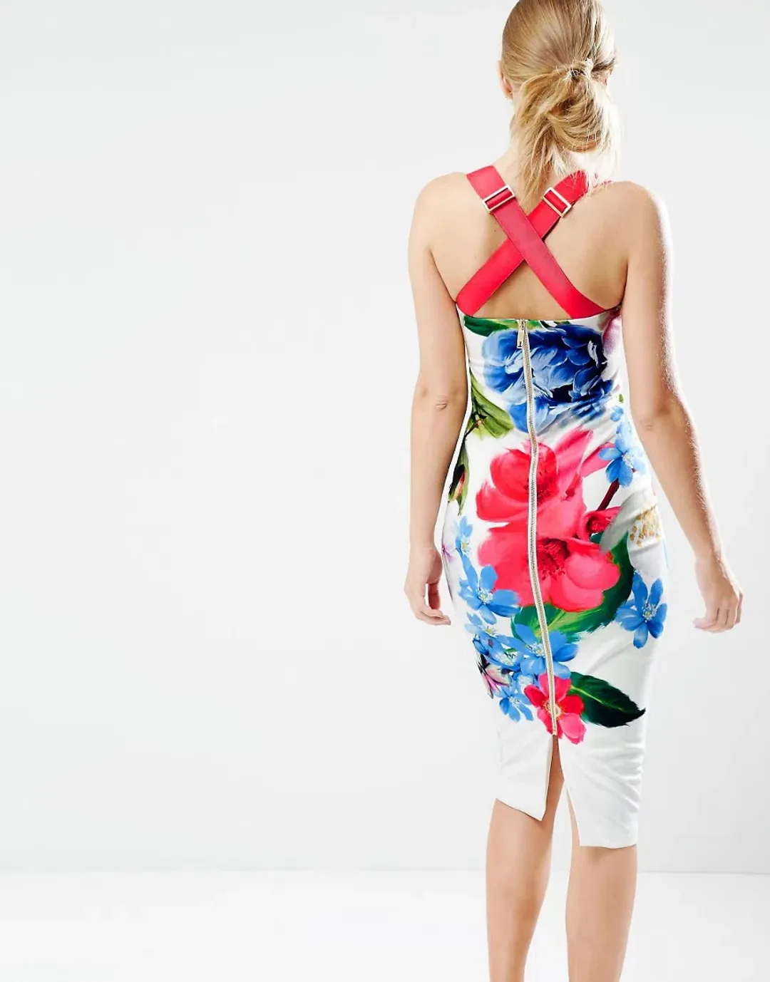 Ted Baker Alexie Dress in Forget Me Not Print in White Size 8 for rent on The Volte - main image