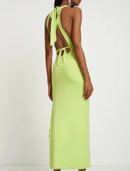 Rotate By Birger Christensen Merle Organic Cutout Dress Chartreuse Size 8 for rent on The Volte - image 2