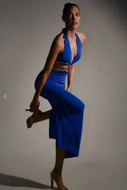 Meshki Nicha Diamante Cut Out Maxi Dress Cobalt Blue Size 8 for rent on The Volte - image 3