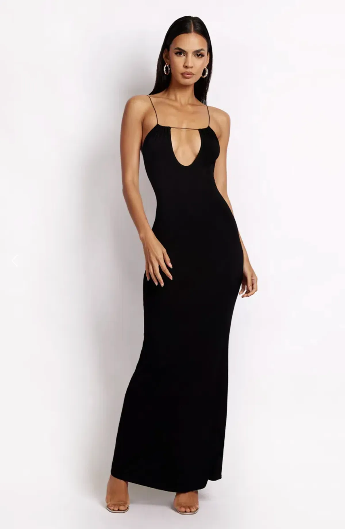 Meshki Kirsty Strappy Circle Cutout Maxi Dress Black Size 8  for rent on The Volte - main image