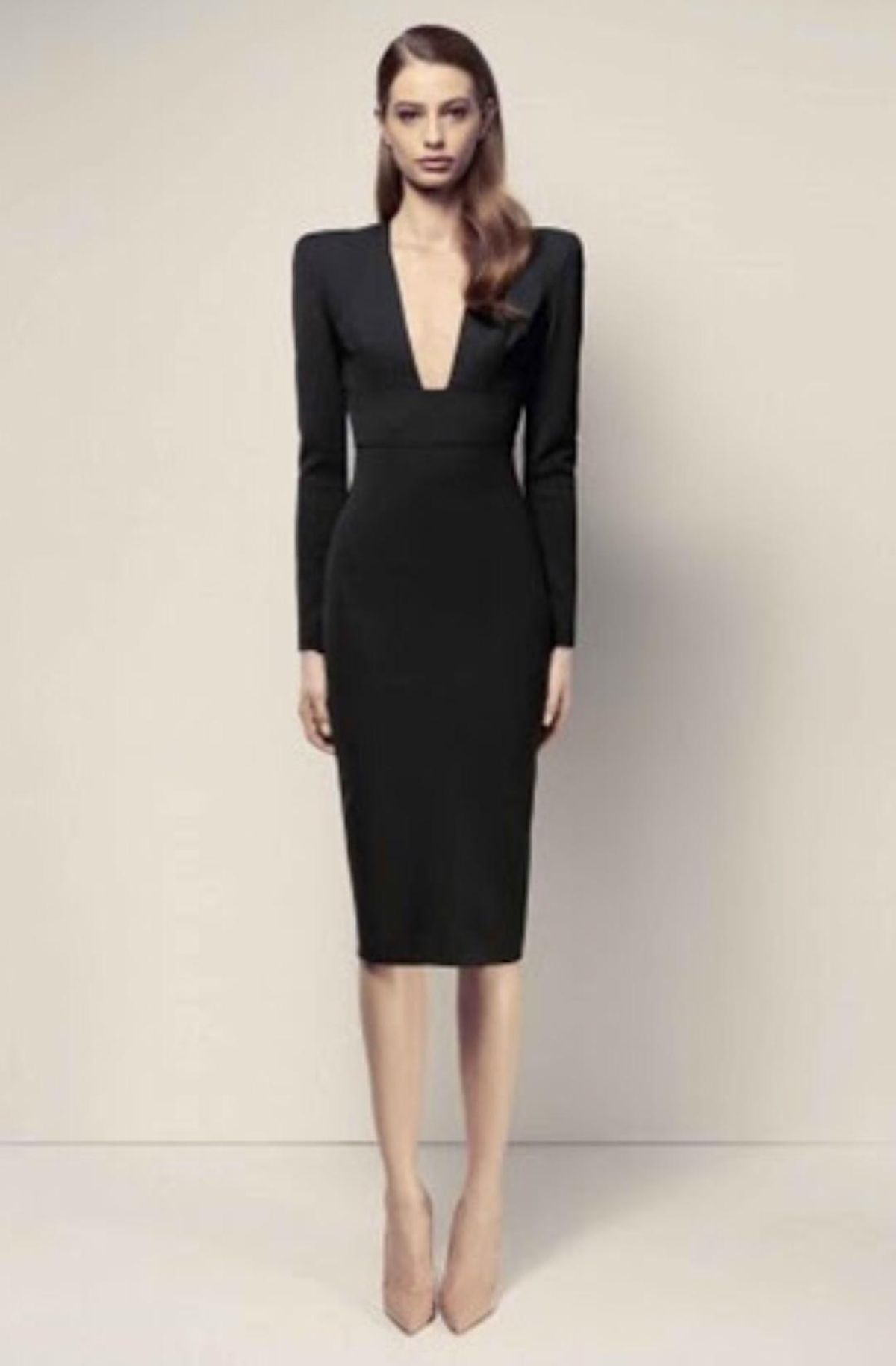Alex Perry Black Maura V Pencil Dress Size 10 for rent on The Volte - main image