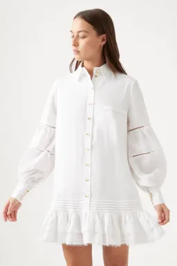 Aje Lotus Shirt Mini Dress Ivory Size 10 / M for rent on The Volte - image 2