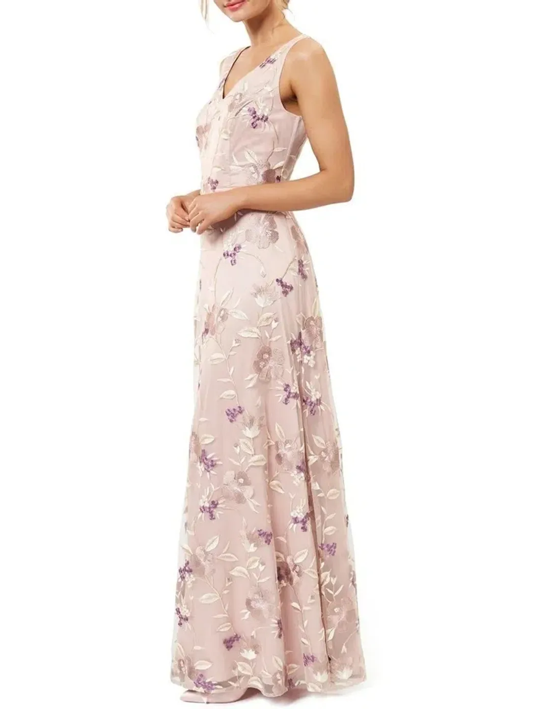 Review Bella Floral Maxi Dress Blush Size 8 for rent on The Volte - main image