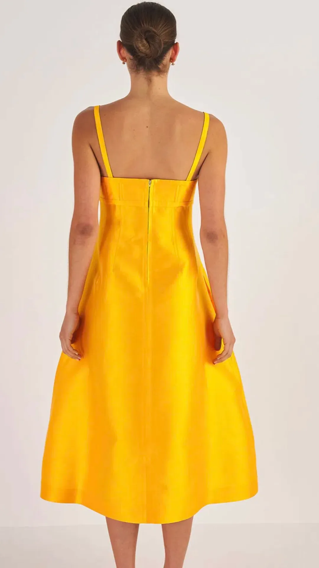 Oroton Sculptured Bodice Dress in Marigold Size 12 for rent on The Volte - main image