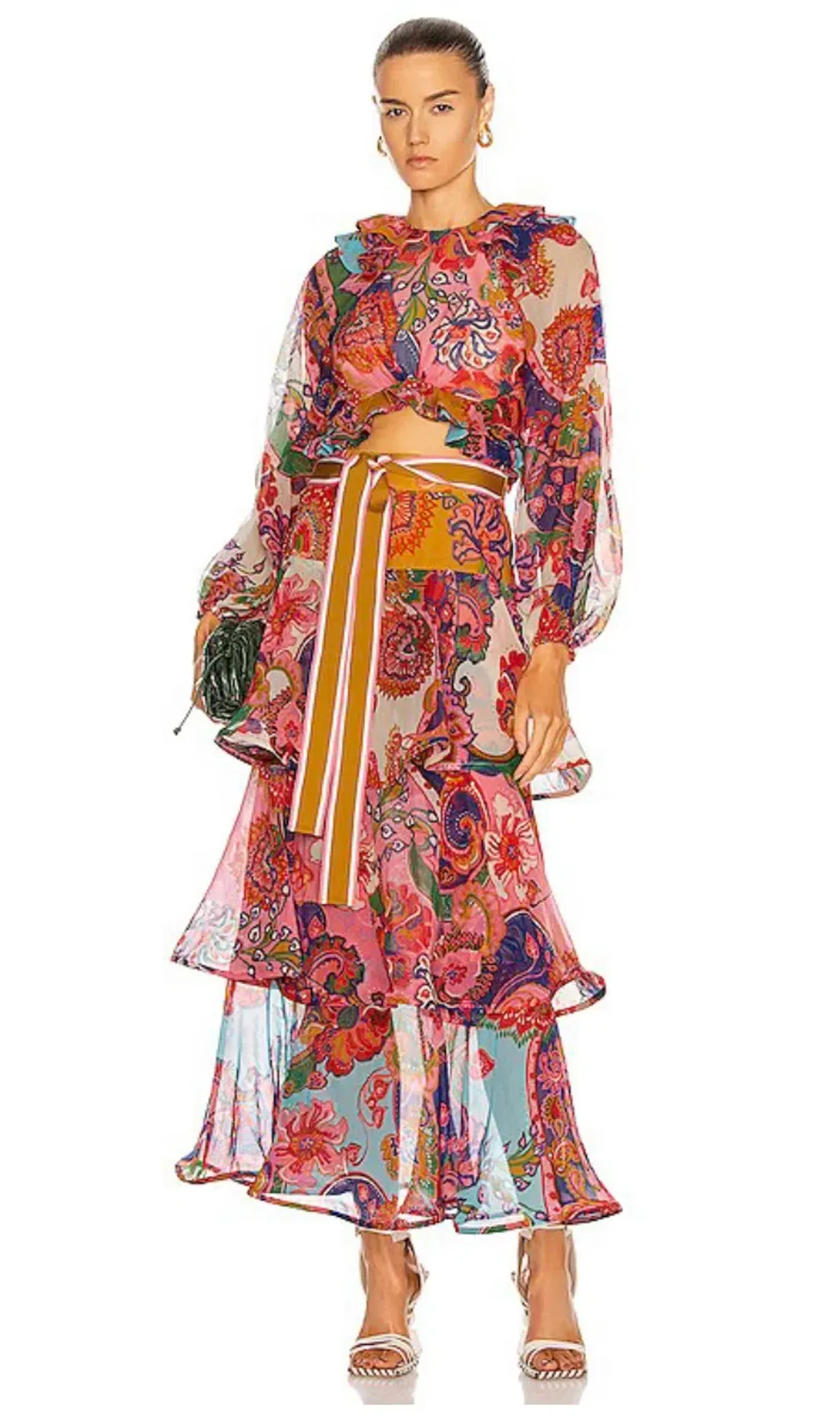 Zimmermann Lovestruck Ruffle Top & Frill Skirt Set Floral Size 3/AU 14 for rent on The Volte - main image