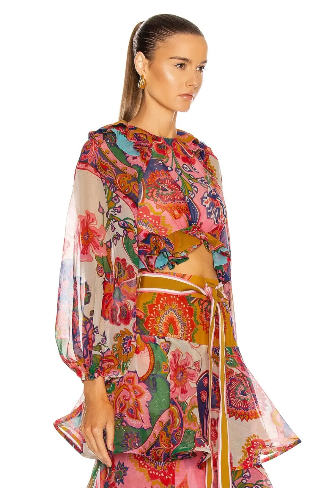 Zimmermann Lovestruck Ruffle Top & Frill Skirt Set Floral Size 3/AU 14 for rent on The Volte - main image