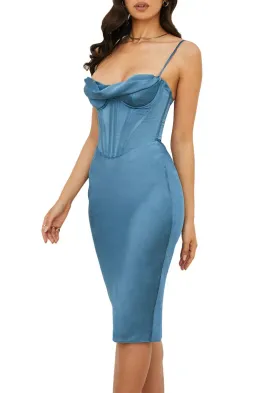 House of CB Myrna Corset Midi Dress Aegean Blue Size XS / Au 6 for rent on The Volte - image 2