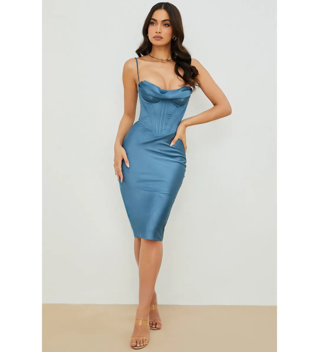 House of CB Myrna Corset Midi Dress Aegean Blue Size XS / Au 6 for rent on The Volte - main image