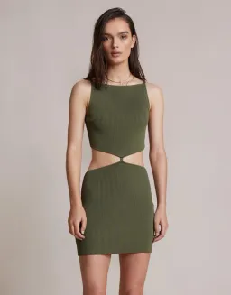 Bec & Bridge Mason Knit Mini Dress Olive Size 8 for rent on The Volte - image 2