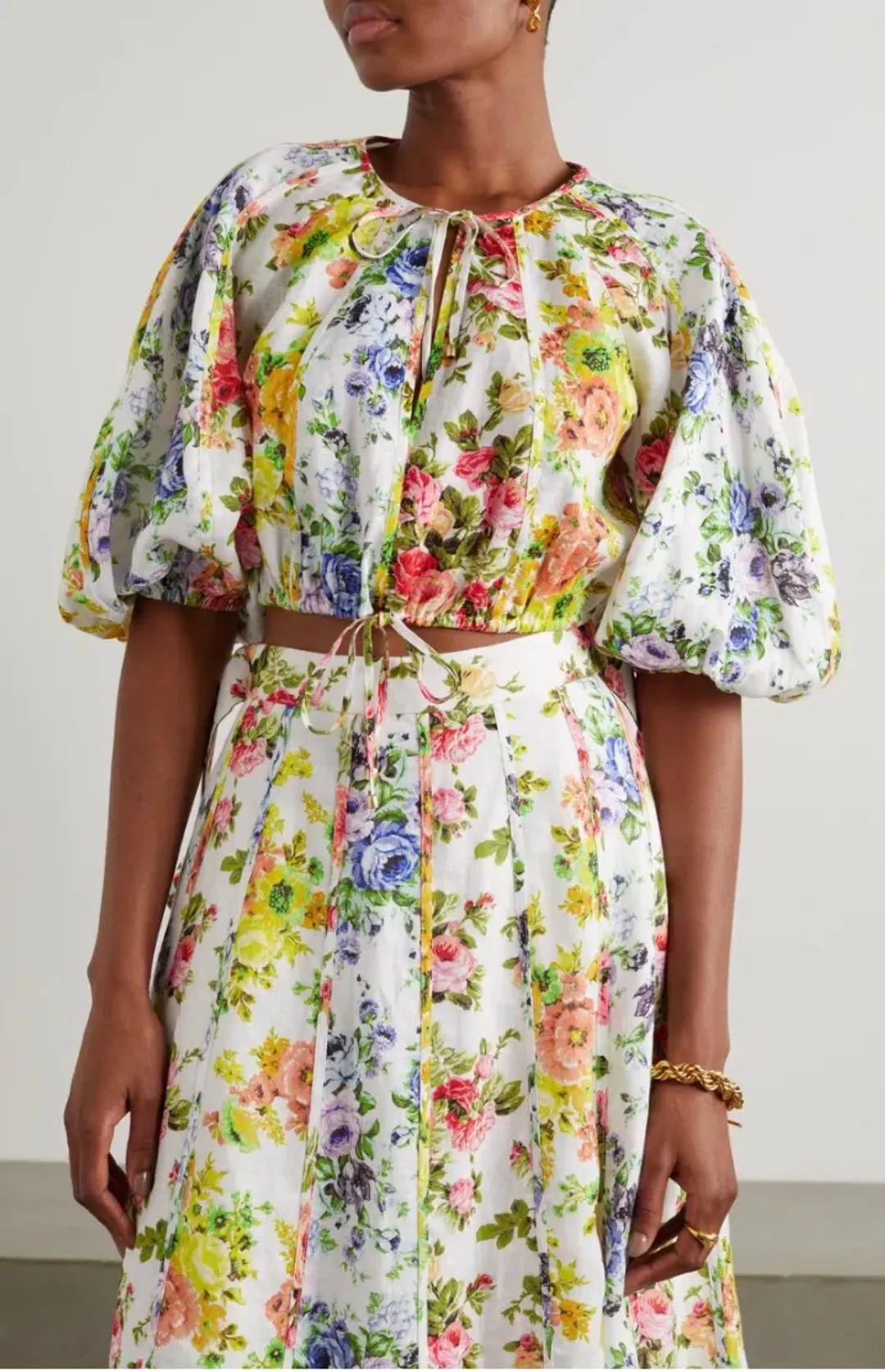 Zimmermann Net Sustain Floral Print Top & Skirt Set Size 1/AU 10 for rent on The Volte - main image