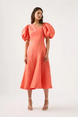Aje Maia Off Shoulder Midi Dress Orange Size 8 for rent on The Volte - image 2