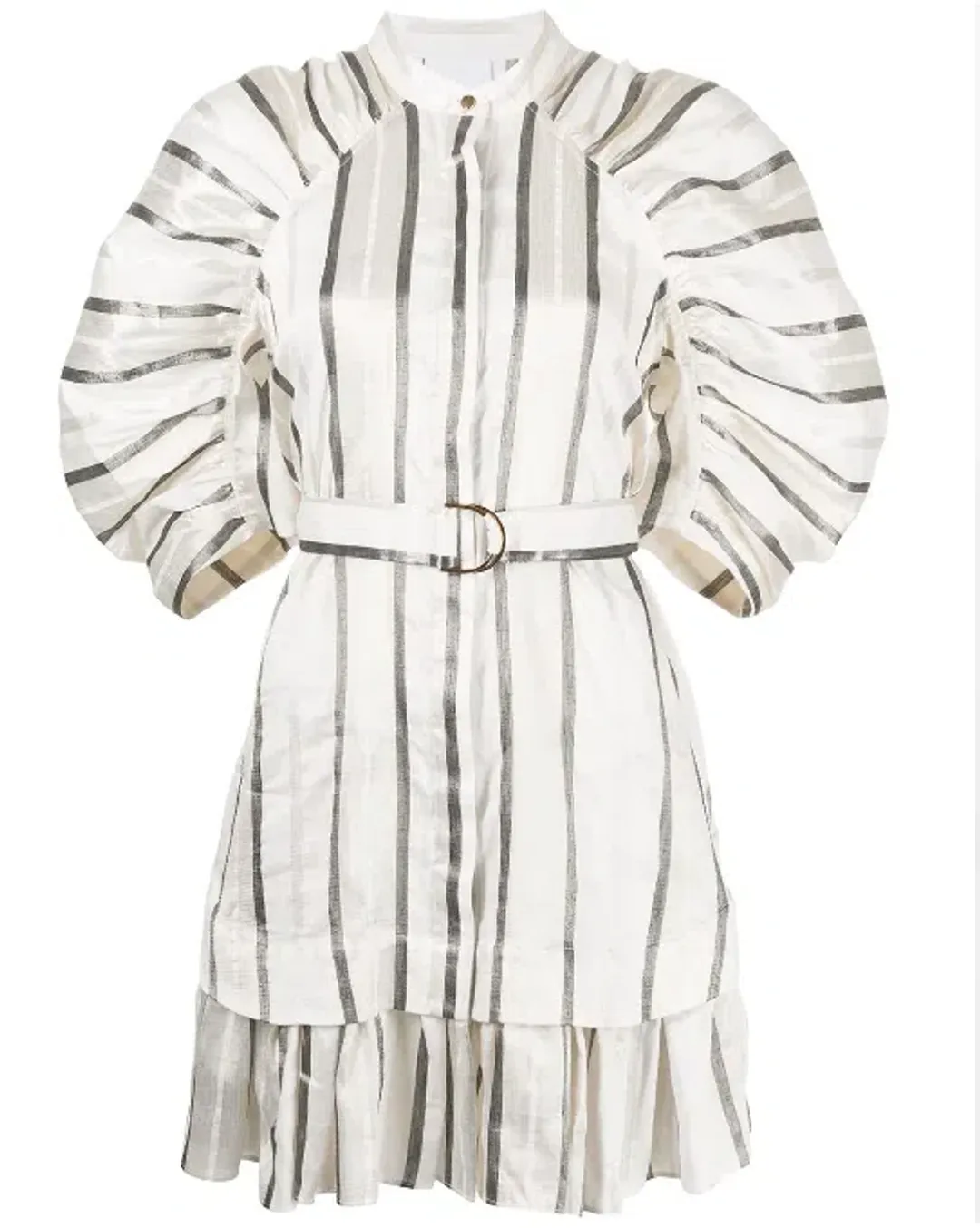 Acler Striped Leighton Midi Dress White Size AU 10 for rent on The Volte - main image
