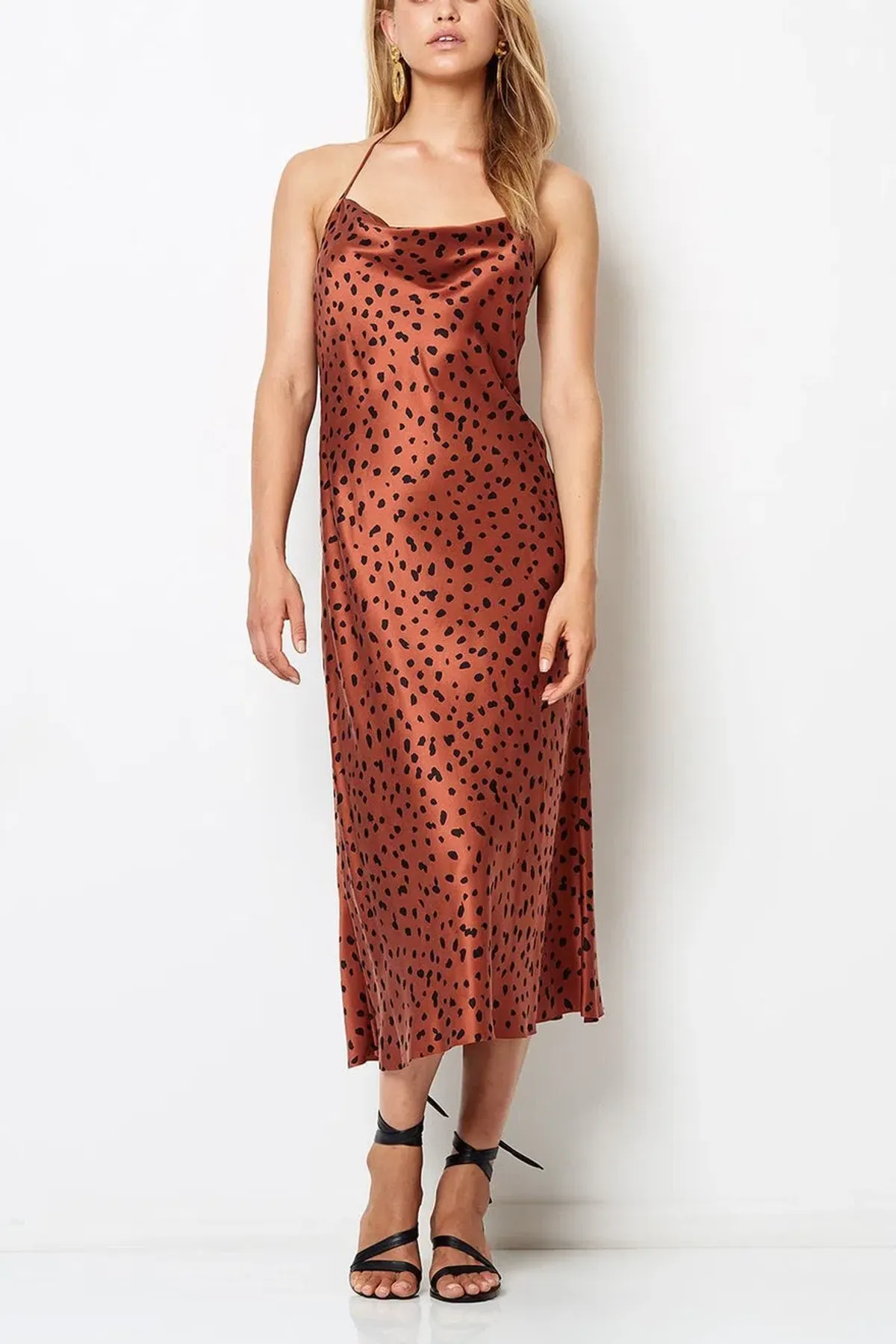 Bec & Bridge Wild Cat Silk Bias Midi Brown Size AU 10 for rent on The Volte - main image