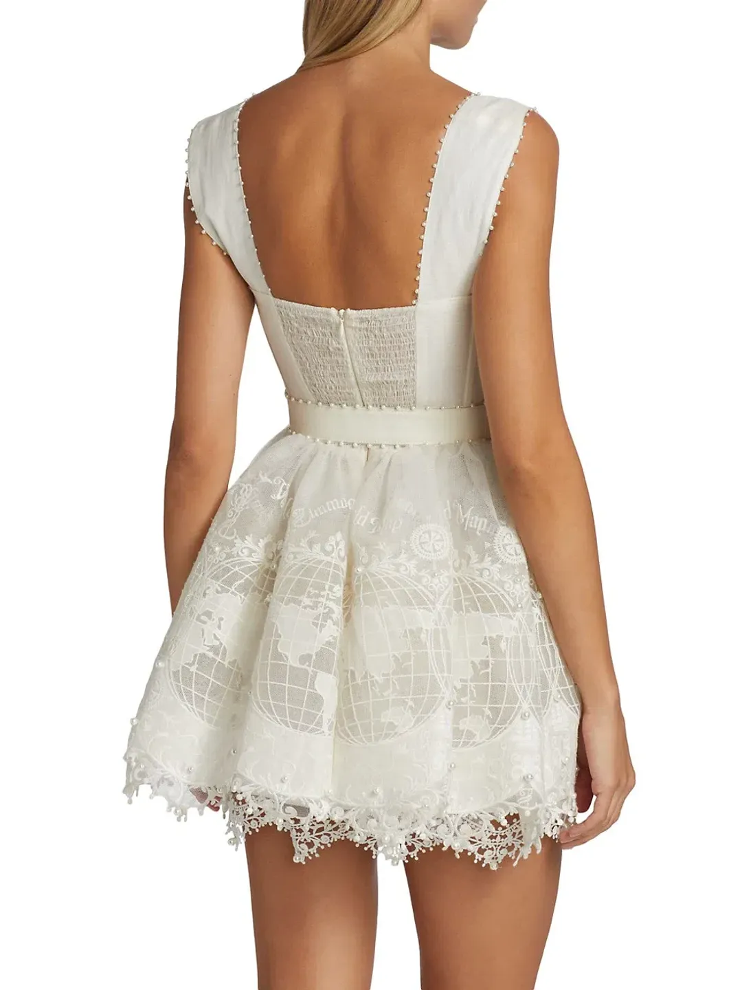  Zimmermann High Tide Embroided Mini In Ivory Size 1/Au 10  for rent on The Volte - main image