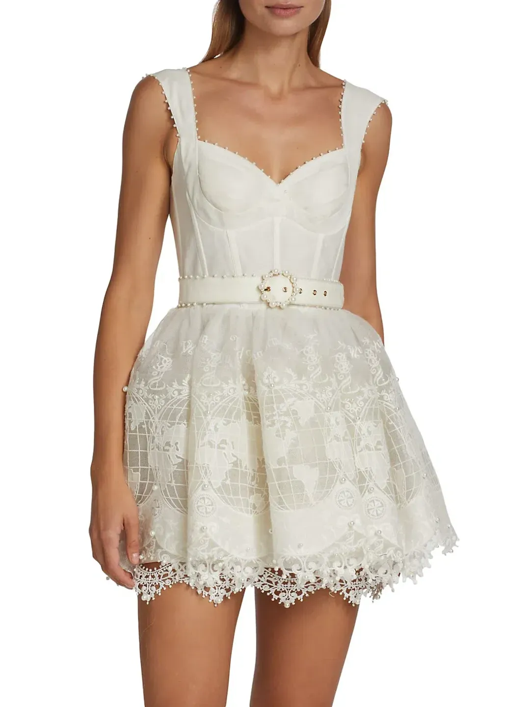  Zimmermann High Tide Embroided Mini In Ivory Size 1/Au 10  for rent on The Volte - main image