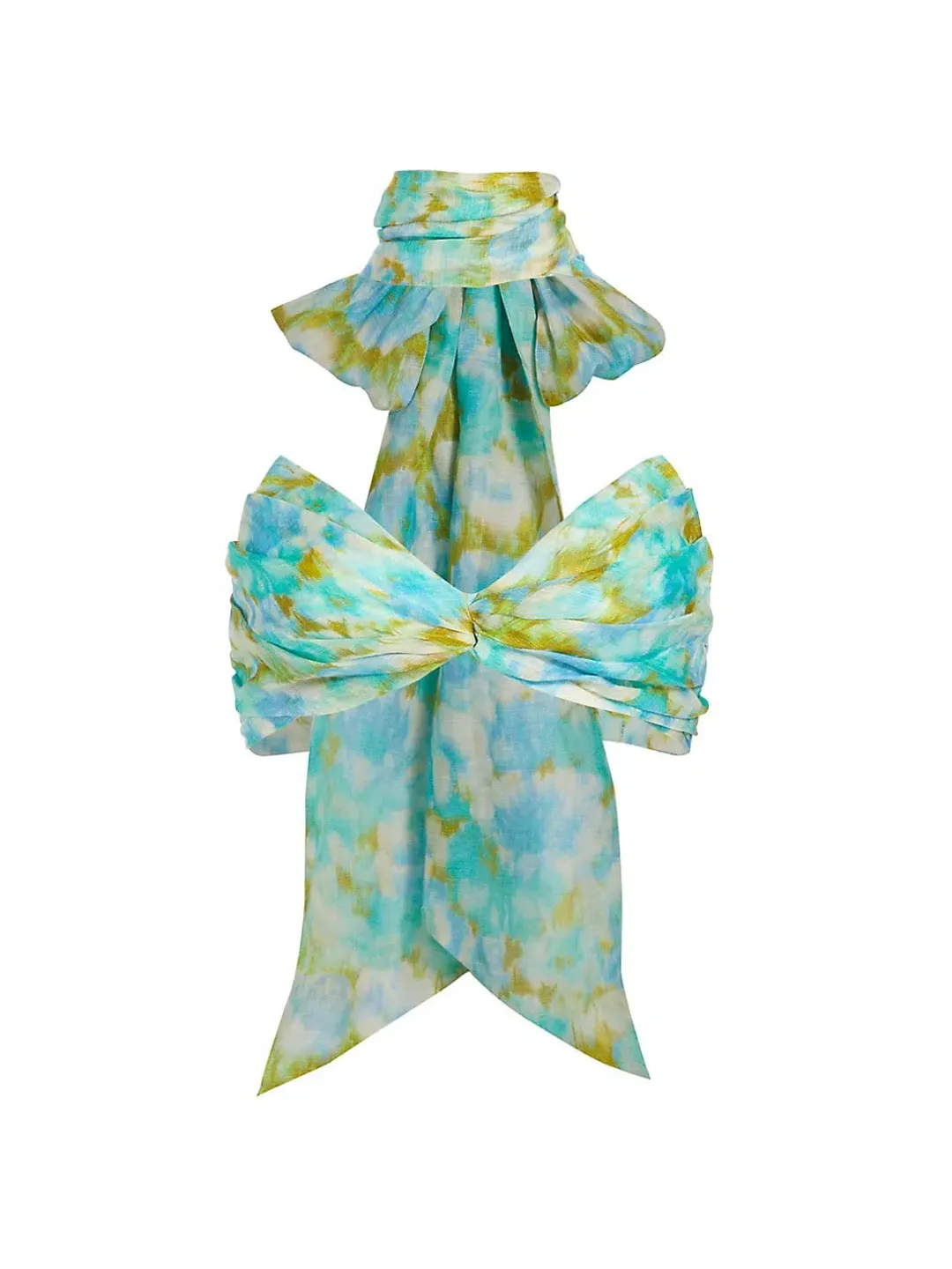 Zimmermann High Tide Twist Crop Bodice And Skirt Set Aqua Ikat Size 1/Au 10  for rent on The Volte - main image