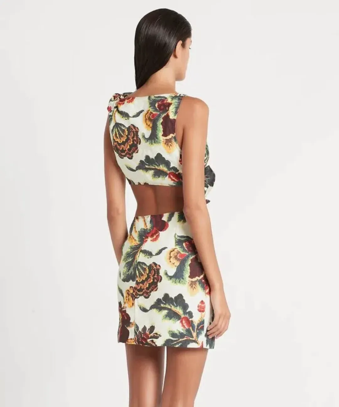 Sir the Label Ambroise Knot Mini Dress Floral Print White Size 1 / AU 8 for rent on The Volte - main image
