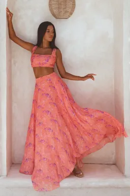 Sonya Moda Serena Skirt and Top Set Peach Watercolour Size AU 10 for rent on The Volte - image 1