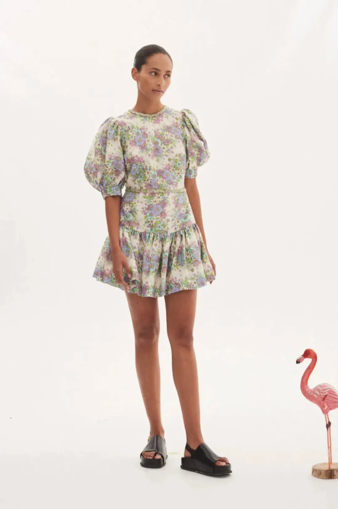 Alemais Alamos Agnes Mini Dress Cream Size AU 12  for rent on The Volte - main image