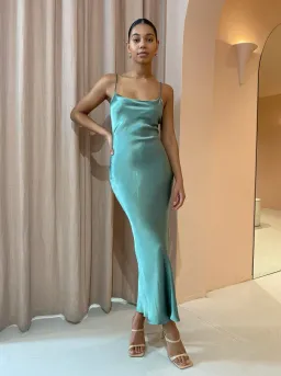 Bec & Bridge Malyka Maxi Slip Dress Moss Green Size 8 for rent on The Volte - image 1