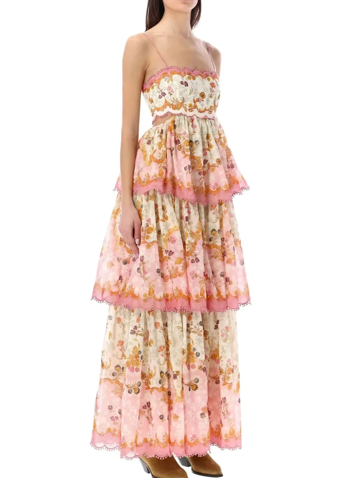 Zimmermann Laurel Frill Midi Dress Floral Size 1 / Au 10 for rent on The Volte - main image