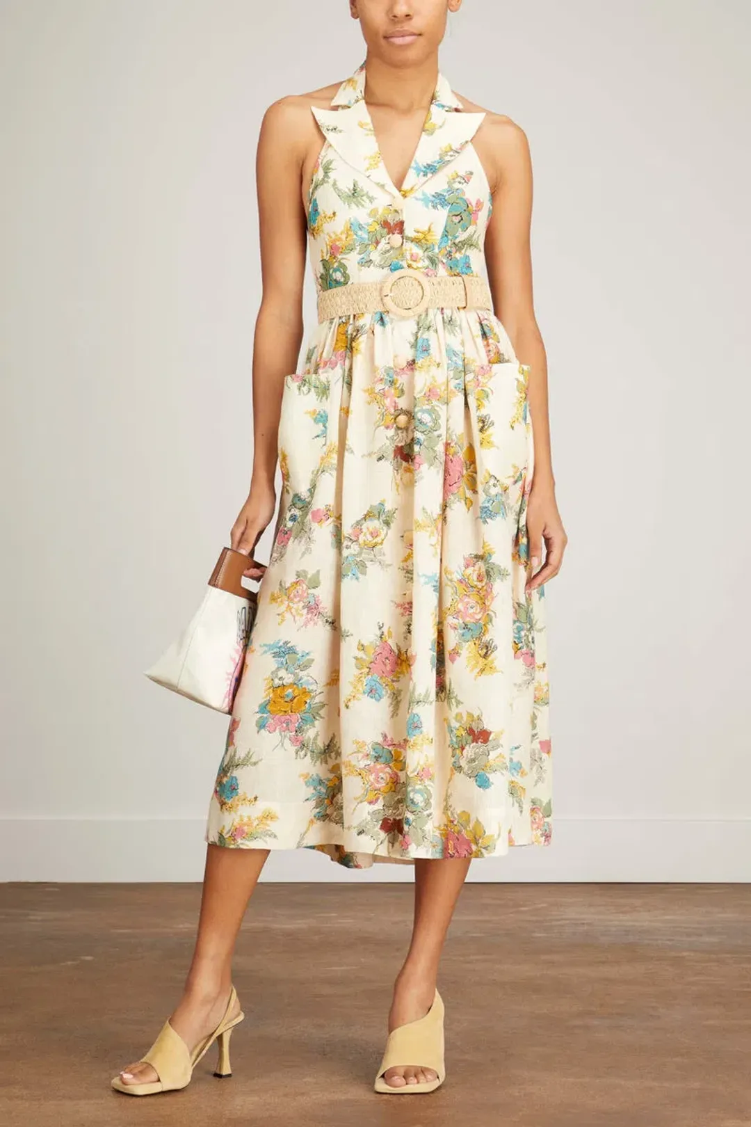 Zimmermann Clover Halter Shirt Dress Honey Peony Floral Size 2/Au 12  for rent on The Volte - main image