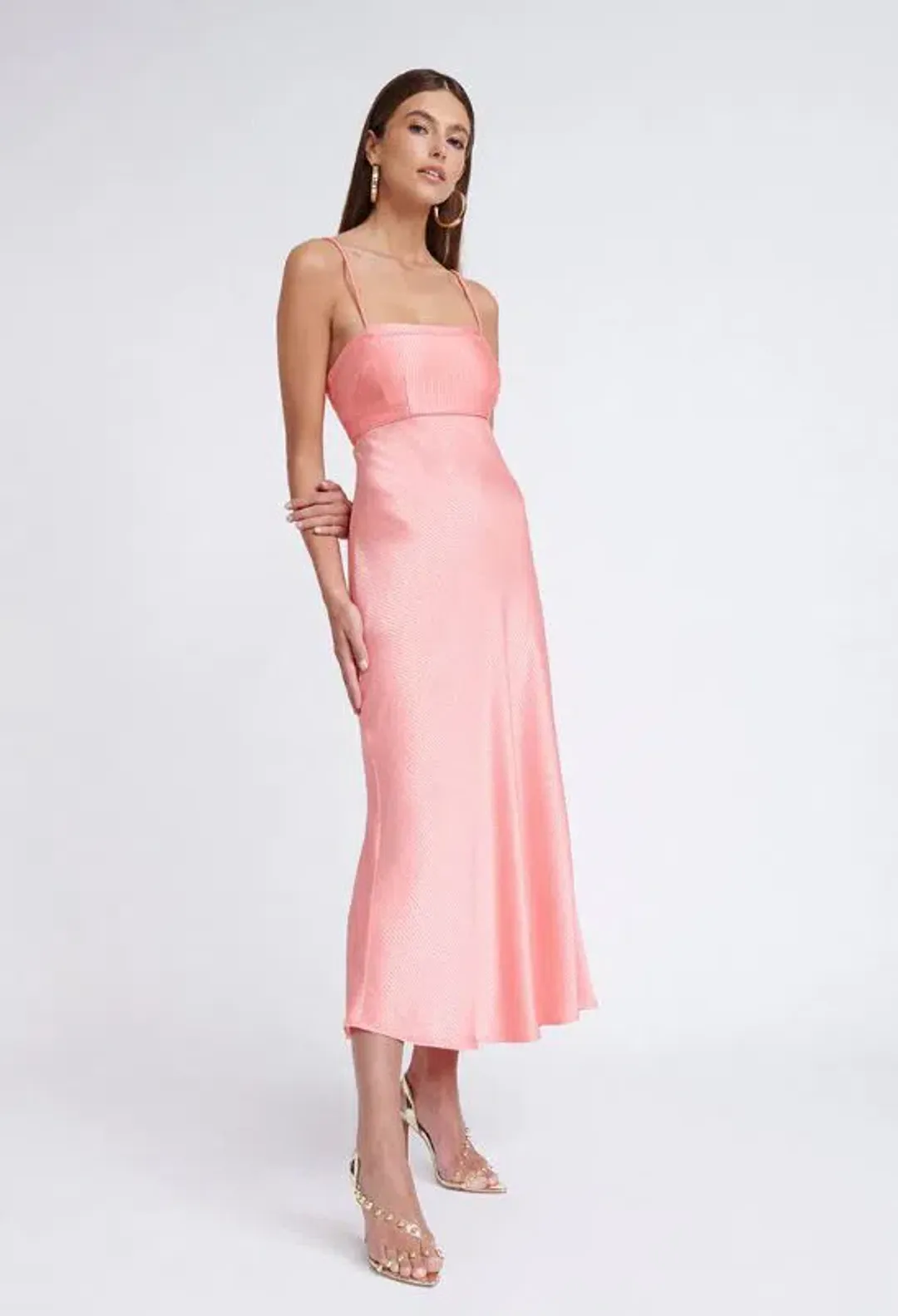 By Johnny Lisette Midi Dress in Watermelon Size 8 / S for rent on The Volte - main image