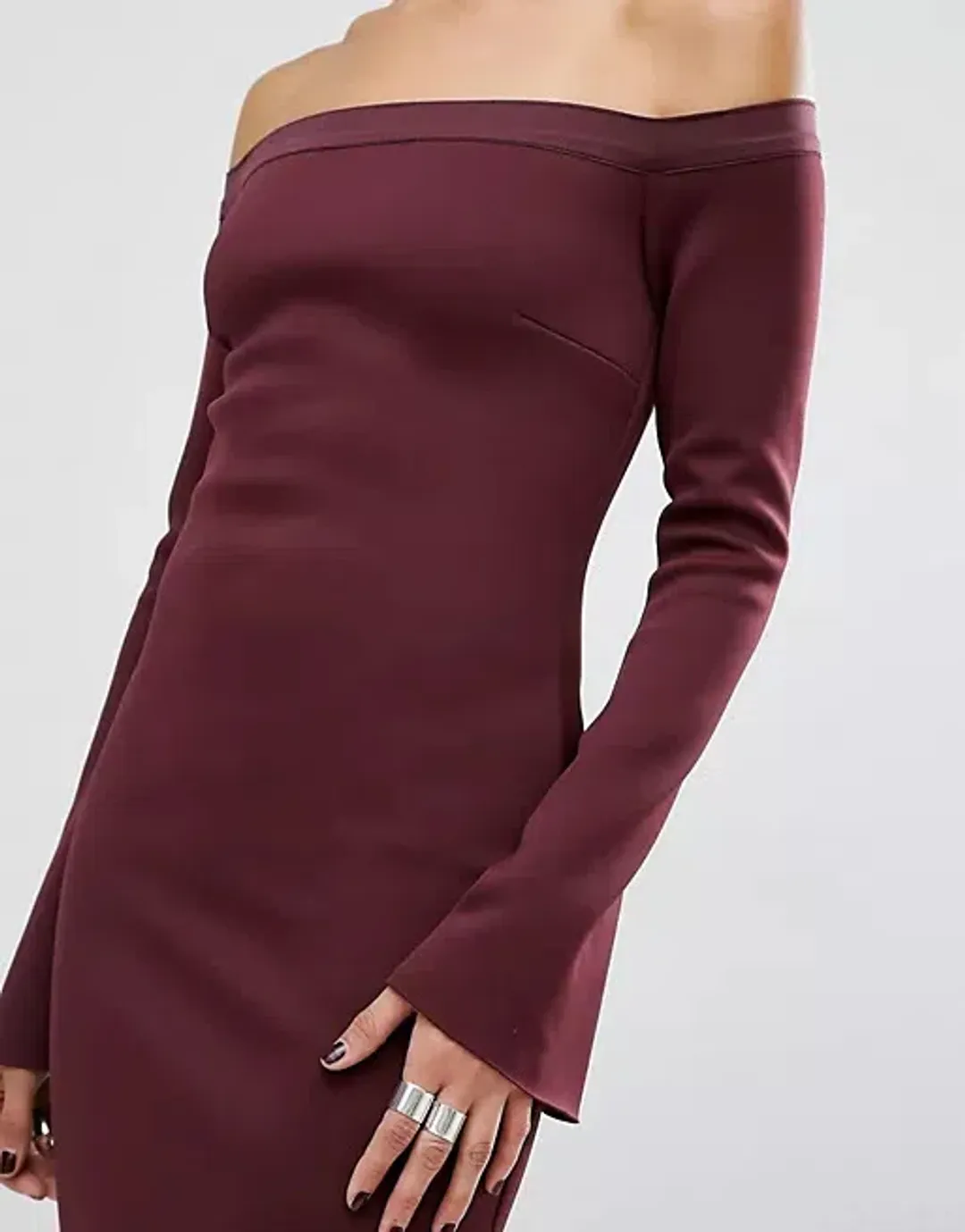 Bec & Bridge Banditti Off Shoulder Dress Claret Size AU 6 for rent on The Volte - main image
