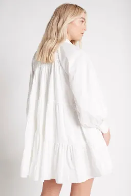 Aje Cascade Gathered Smock Mini Dress White Size 10 for rent on The Volte - image 3