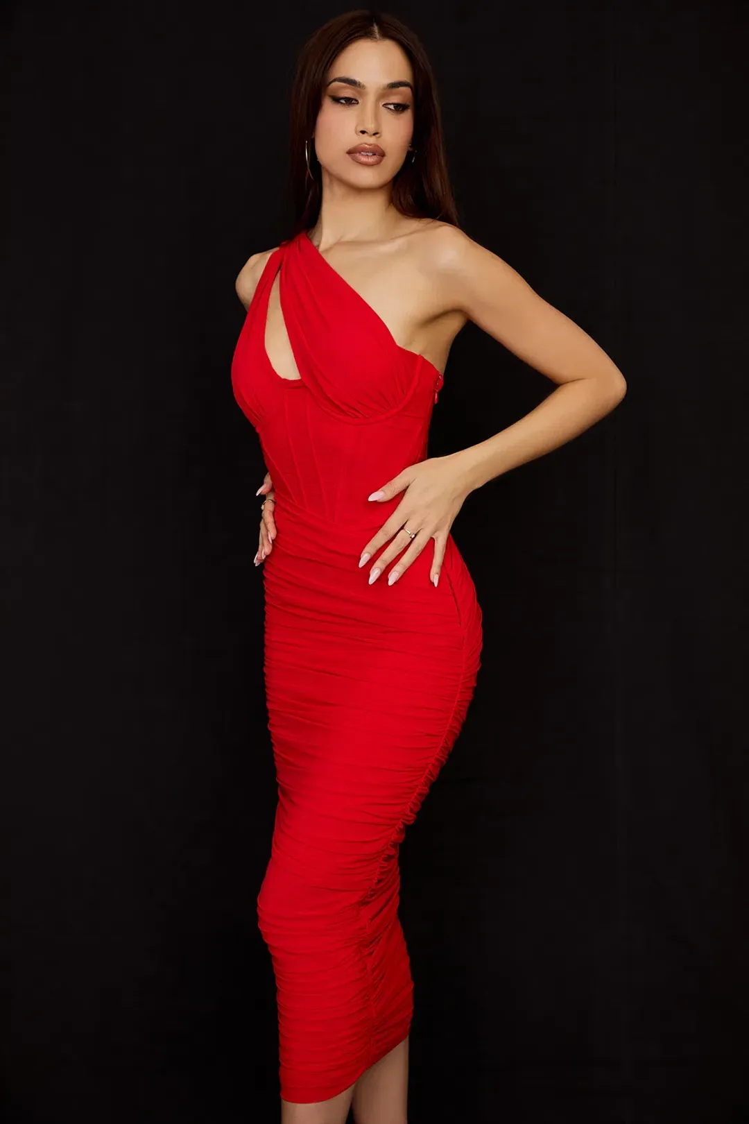 House of CB Valentina Midi Dress Red Size 6 for rent on The Volte - main image