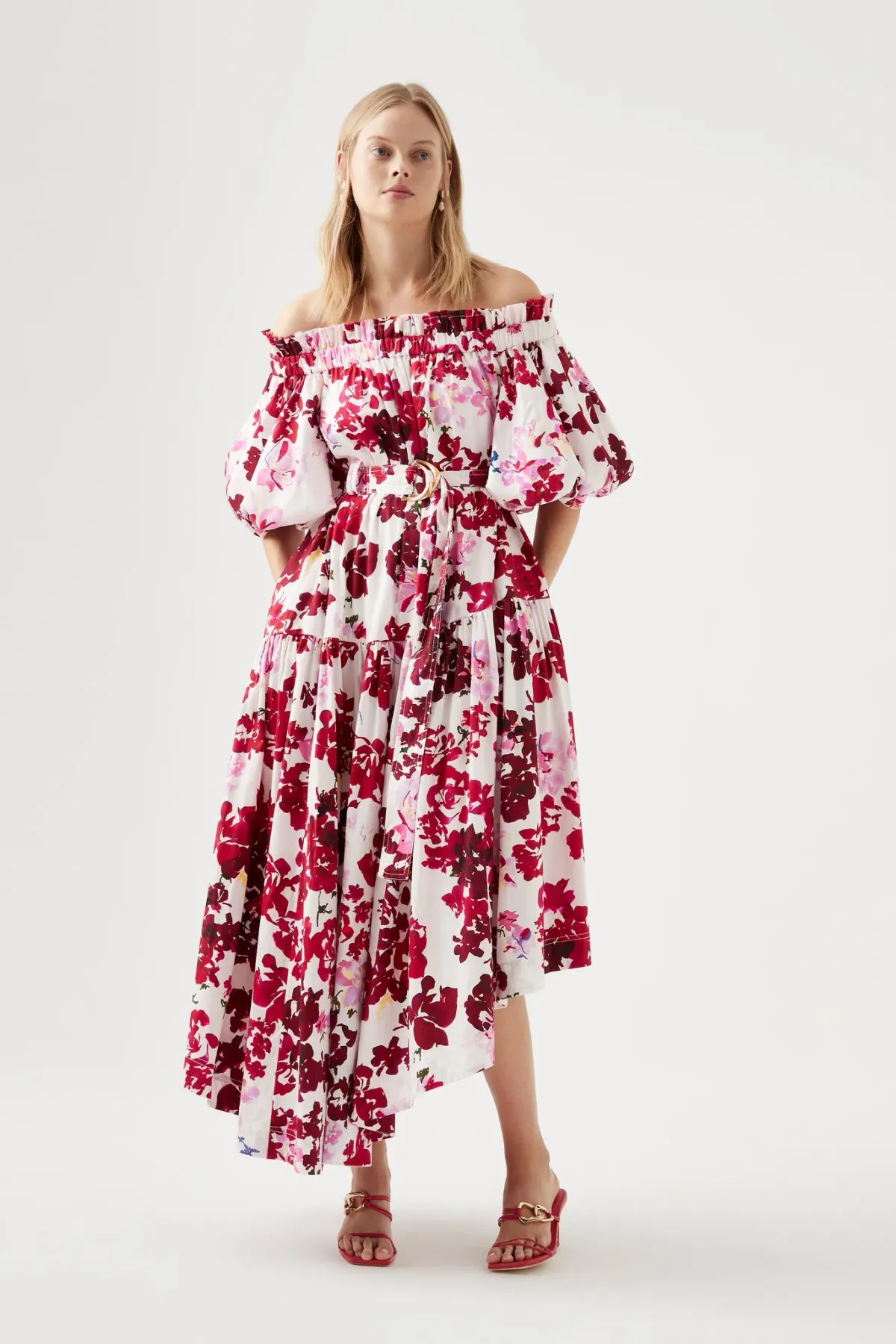Aje Riviera Midi Dress Print Pink Size AU 16 for rent on The Volte - main image