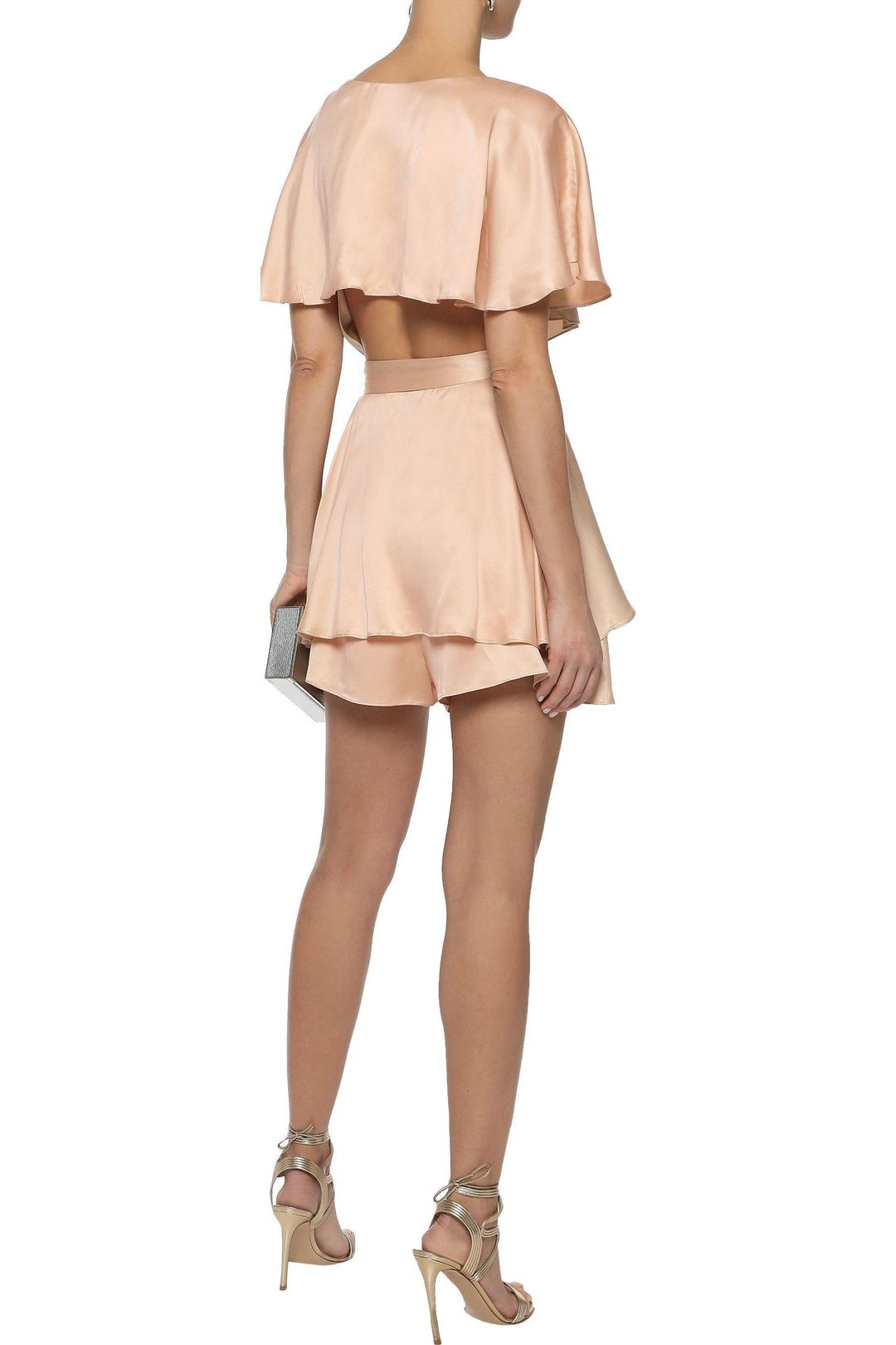 Zimmermann Silk Wrap Playsuit Peach Blush Size 6 for rent on The Volte - main image