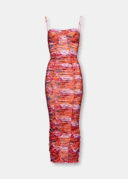 Magda Butrym Rouched Floral Midi Dress Size 40/AU 12 for rent on The Volte - image 3