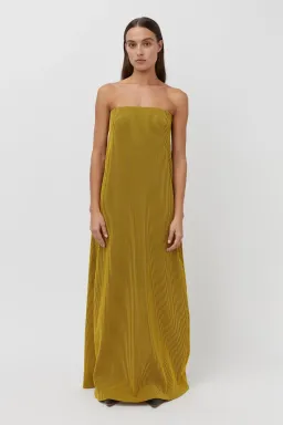 Camilla and Marc Izaro Maxi Dress Yellow Brown Size 10  for rent on The Volte - image 1