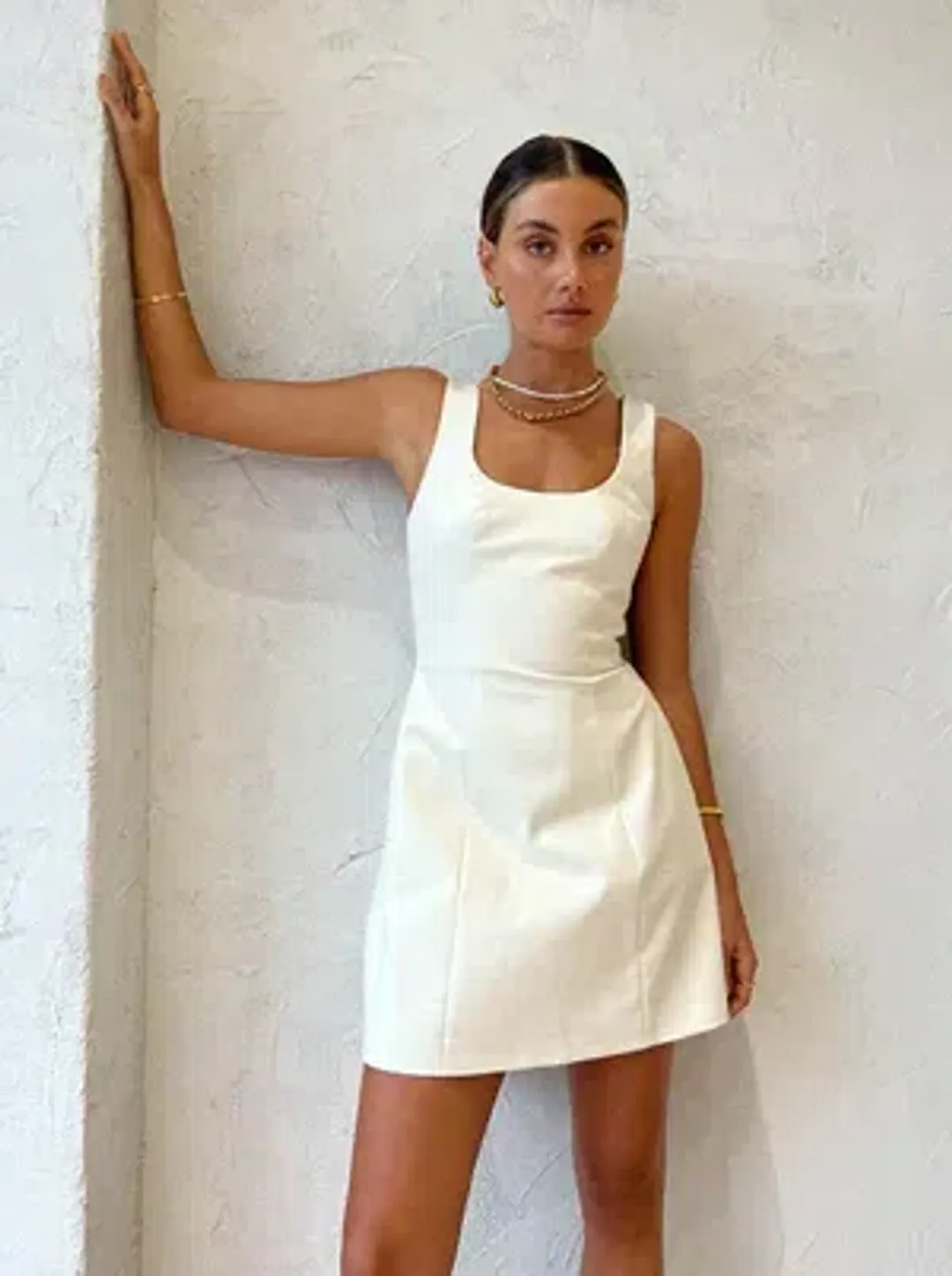 Anna Quan Riona Mini Dress Cream Size 12  for rent on The Volte - main image