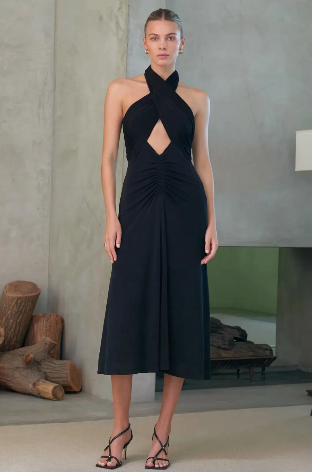 Misha Esperanza Slinky Jersey Midi Dress Black Size 6/XS for rent on The Volte - main image