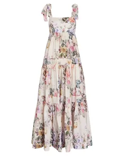 Zimmermann Brighton Antique Floral Shoulder Tie Maxi Dress Blush Size 1 / AU 10 for rent on The Volte - image 4