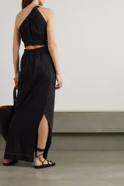Bassike One Shoulder Cut Out Midi Dress Black Size 3/AU 12 for rent on The Volte - image 2