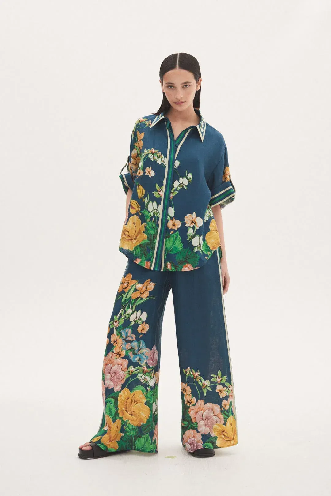 Alemais Lyla Pant and Shirt Set Floral Size 8 for rent on The Volte - main image