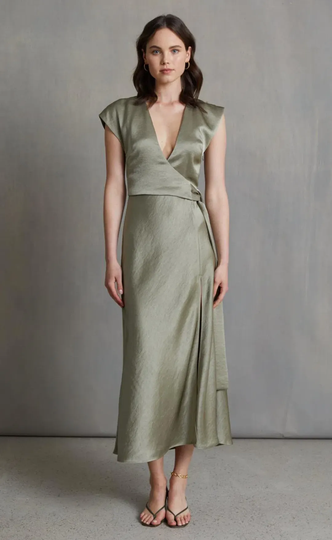 Bec and Bridge The Dreamer Wrap Dress Sage Size 12  for rent on The Volte - main image