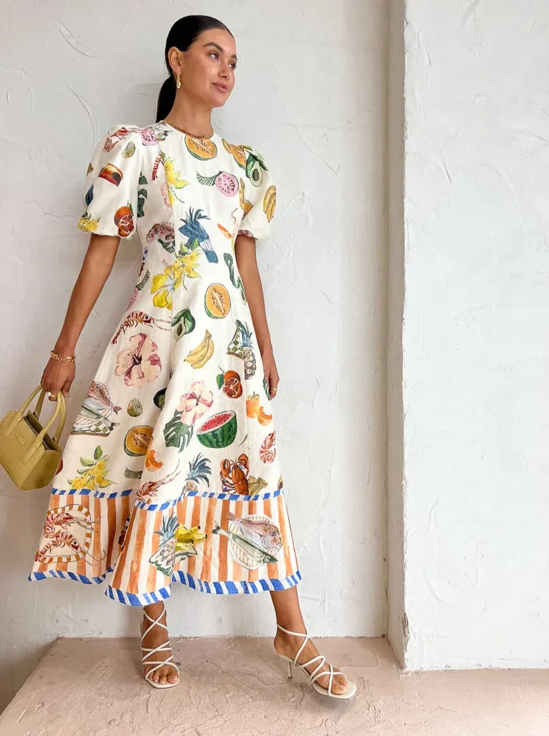 Alemais Theo Midi Dress Multi Print Size 10 for rent on The Volte - main image
