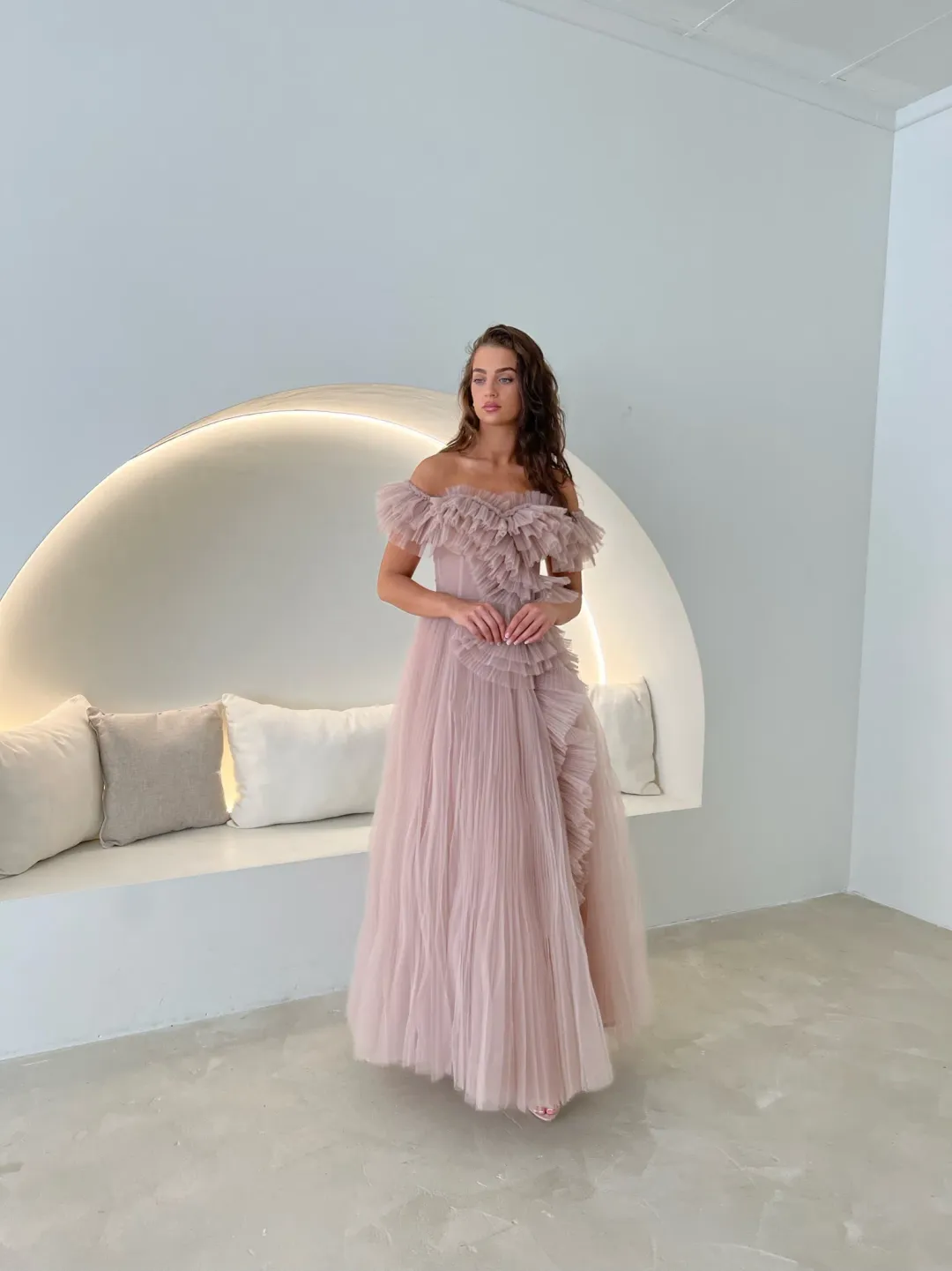 Tarik Ediz Patrice Dress Blush Size 10  for rent on The Volte - main image