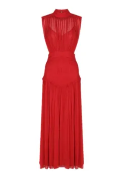 Shona Joy Clemence Lèonie High Neck Midi Dress Red Size 8  for rent on The Volte - image 4