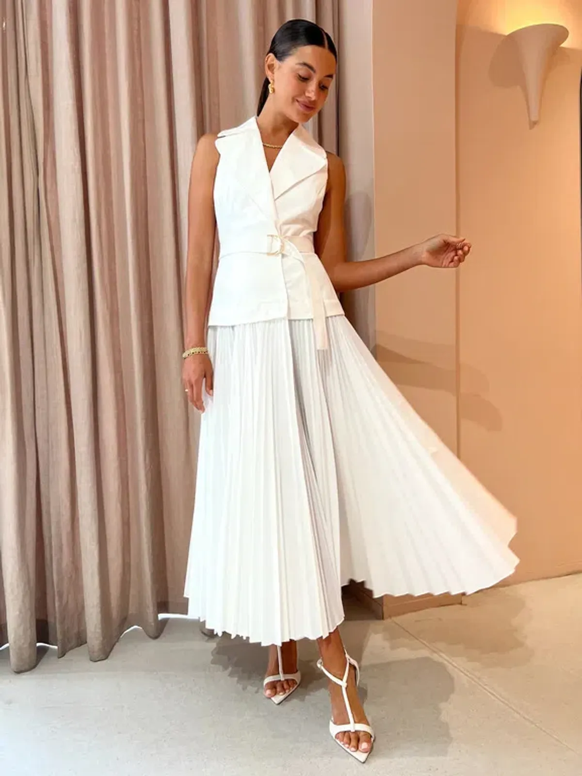 Acler Cliff Dress Ivory White Size AU 8 for rent on The Volte - main image